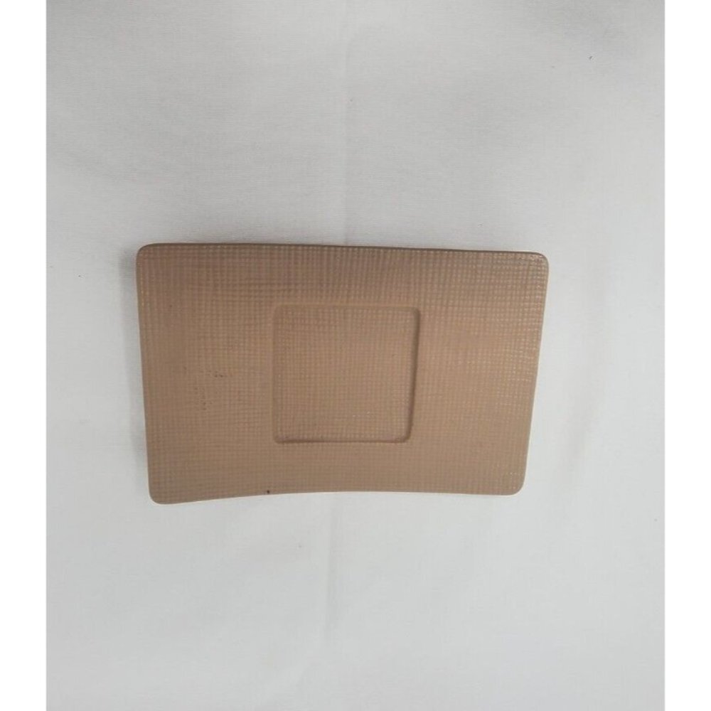 Partylite Linen Pillar Candle Holder Brown Small 8 inch Textured
